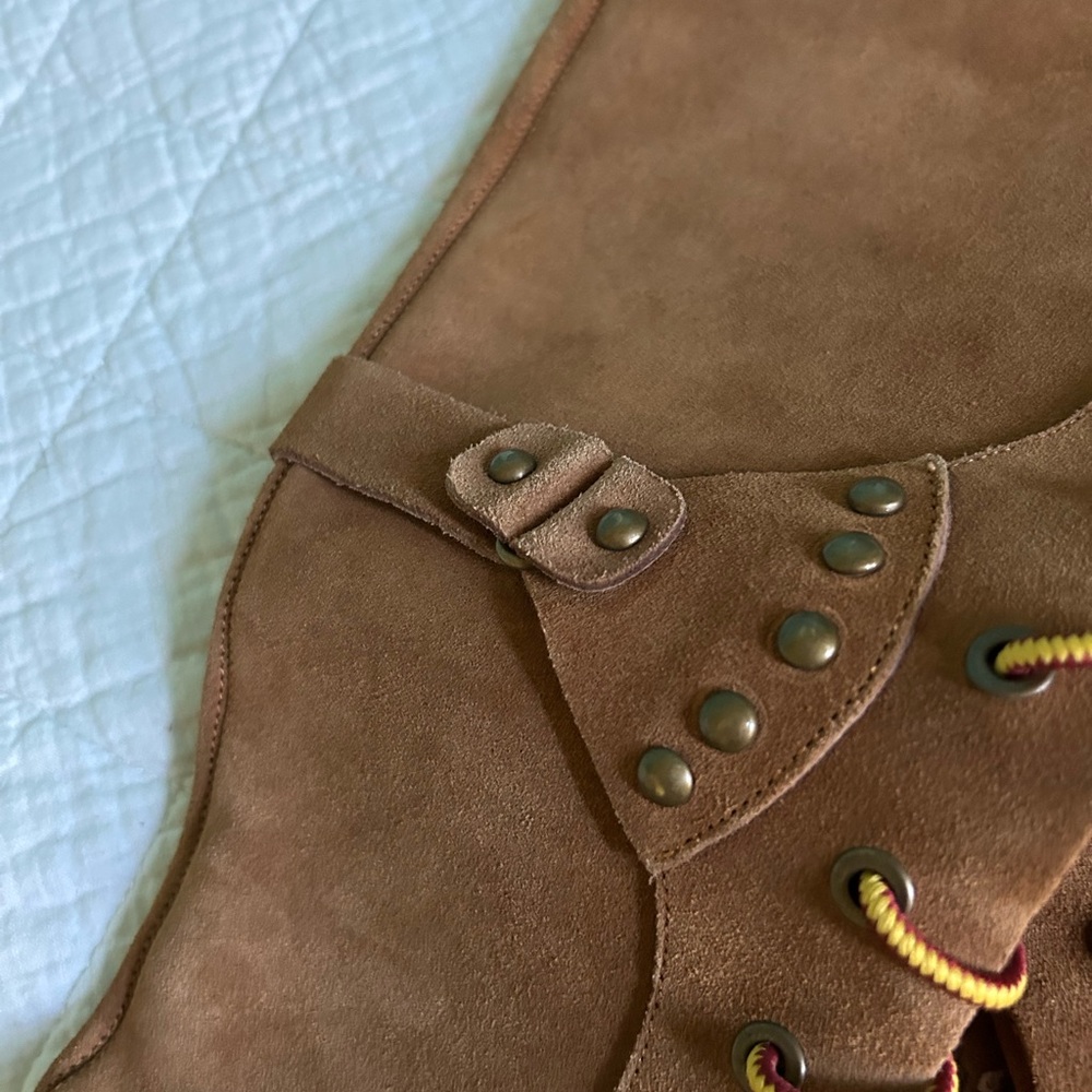 Peace Mocs Lace Up Suede Leather Boho Hippie Tall Moccasin Boots 7 - Picture 6 of 14